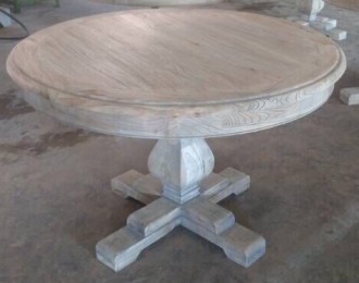 Sturdy Round Dining Table made from Reclaimed Elm